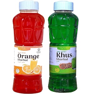 natraj the right choice khus amp orange sharbat pack of 2 x 750 ml bottle - invigorating blend of earthy coolness and citrus freshness a refreshing fusion of earthy coolness and zesty citrus