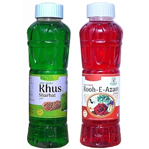 natraj the right choice khus sharbat amp rooh-e-azam sharbat syrup pack of 2 x 750 ml bottle