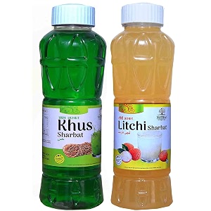 natraj the right choice khus amp litchi sharbat pack of 2 x 750 ml bottle - a refreshing fusion of earthy coolness and tropical sweetness khus sharbat amp litchi sharbat syrup