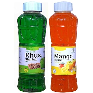 natraj the right choice khus amp mango sharbat pack of 2 x 750 ml bottle - a delightful blend of earthy coolness and tropical sweetness pack of 2 x 750 ml bottle