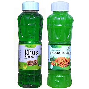 natraj the right choice khus sharbat amp brahmi badam sharbat syrup pack of 2 x 750 ml bottle