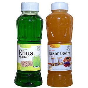 natraj the right choice khus sharbat amp kesar badam sharbat syrup pack of 2 x 750 ml bottle