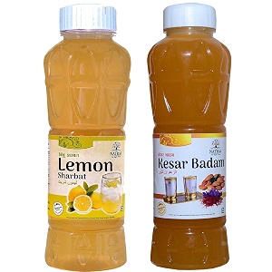 natraj the right choice lemon amp kesar badam sharbat syrup pack of 2 x 750 ml bottle