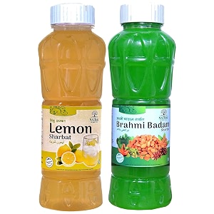 natraj the right choice lemon sharbat amp brahmi badam sharbat syrup pack of 2 x 750 ml bottle natraj the right choice lemon sharbat amp brahmi badam sharbat  refreshing amp nourishing syrups for summer bliss with zesty lemon amp soothing brahmi almond flavors