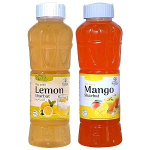 natraj the right choice lemon sharbat amp mango sharbat syrup pack of 2 x 750 ml bottle tangy citrus and sweet mango fusion for refreshing summer delight