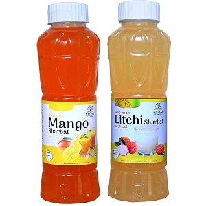 natraj the right choice mango sharbat amp litchi sharbat syrup pack of 2 x 750 ml bottle