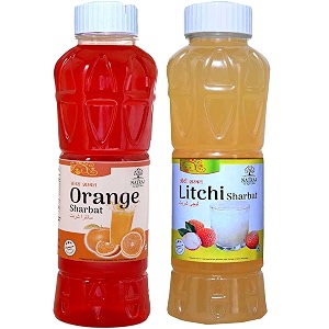 natraj the right choice orange sharbat amp litchi sharbat syrup pack of 2 x 750 ml bottle