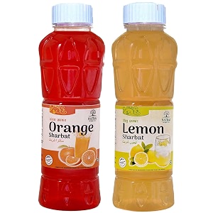 natraj the right choice orange sharbat amp lemon sharbat syrup pack of 2 x 750 ml bottle