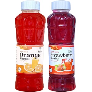 natraj the right choice orange sharbat amp strawberry sharbat syrup pack of 2 x 750 ml bottle