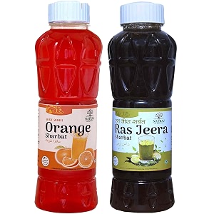natraj the right choice orange sharbat amp jal jeera sharbat syrup pack of 2 x 750 ml bottle