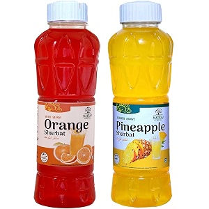 natraj the right choice orange sharbat amp pineapple sharbat syrup pack of 2 x 750 ml bottle