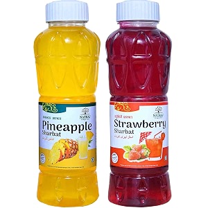 natraj the right choice pineapple sharbat amp strawberry sharbat syrup pack of 2 x 750 ml bottle