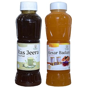 natraj the right choice ras jeera sharbat amp kesar badam sharbat syrup pack of 2 x 750 ml bottle