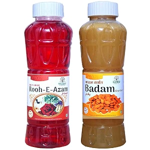 natraj the right choice rooh-e-azam sharbat amp badam sharbat syrup pack of 2 x 750 ml bottle