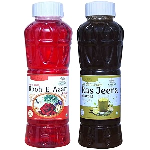 natraj the right choice rooh-e-azam sharbat amp jal jeera sharbat syrup pack of 2 x 750 ml bottle
