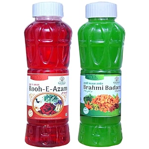 natraj the right choice rooh-e-azam sharbat amp brahmi badam sharbat syrup pack of 2 x 750 ml bottle