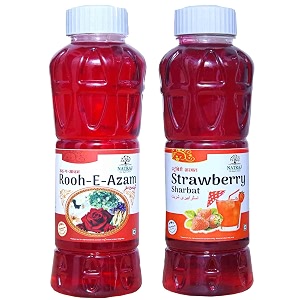 natraj the right choice rooh-e-azam sharbat amp strawberry sharbat syrup pack of 2 x 750 ml bottle