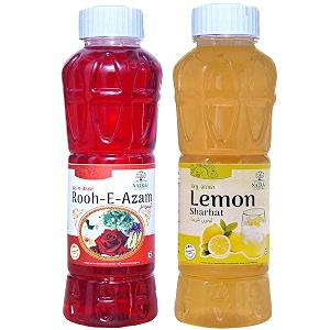 natraj the right choice rooh-e-azam sharbat amp lemon sharbat syrup pack of 2 x 750 ml bottle