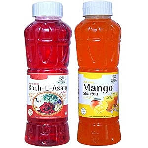 natraj the right choice rooh-e-azam sharbat amp mango sharbat syrup pack of 2 x 750 ml bottle