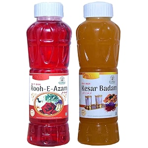 natraj the right choice rooh-e-azam sharbat amp kesar badam sharbat syrup pack of 2 x 750 ml bottle