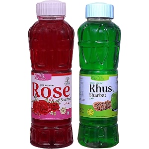 natraj the right choice rose sharbat amp khus sharbat syrup pack of 2 x 750 ml bottle