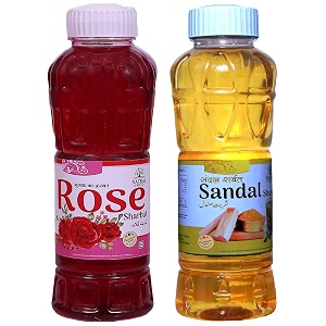 natraj the right choice rose sharbat amp sandal sharbat syrup pack of 2 x 750 ml bottle