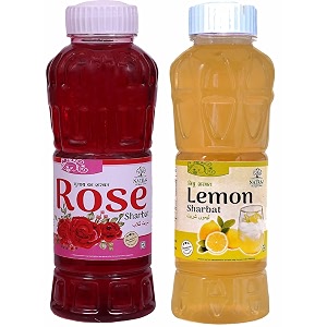 natraj the right choice rose sharbat amp lemon sharbat syrup pack of 2 x 750 ml bottle