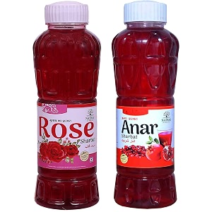 natraj the right choice rose sharbat amp anar sharbat syrup pack of 2 x 750 ml bottle