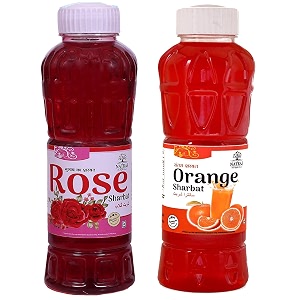 natraj the right choice rose sharbat amp orange sharbat syrup pack of 2 x 750 ml bottle