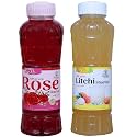 Natraj The Right Choice Rose Sharbat &amp; Litchi Sharbat Syrup (Pack of 2 x 750 ml Bottle)