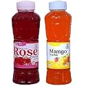 Natraj The Right Choice Rose Sharbat &amp; Mango Sharbat Syrup (Pack of 2 x 750 ml Bottle)