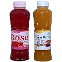 Natraj The Right Choice Rose Sharbat &amp; Kesar Badam Sharbat Syrup (Pack of 2 x 750 ml Bottle)