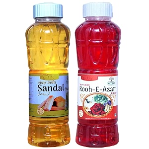 natraj the right choice sandal sharbat amp rooh-e-azam sharbat syrup pack of 2 x 750 ml bottle