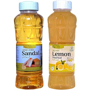 natraj the right choice sandal sharbat amp lemon sharbat syrup pack of 2 x 750 ml bottle