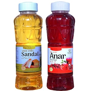natraj the right choice sandal sharbat amp anar sharbat syrup pack of 2 x 750 ml bottle