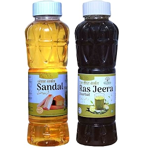 natraj the right choice sandal sharbat amp jal jeera sharbat syrup pack of 2 x 750 ml bottle