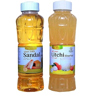 natraj the right choice sandal sharbat amp litchi sharbat syrup pack of 2 x 750 ml bottle