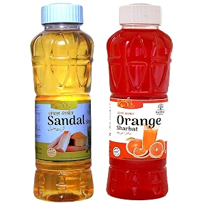 natraj the right choice sandal sharbat amp orange sharbat syrup pack of 2 x 750 ml bottle