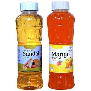 natraj the right choice sandal sharbat amp mango sharbat syrup pack of 2 x 750 ml bottle