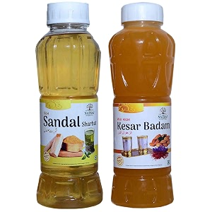 natraj the right choice sandal sharbat amp kesar badam sharbat syrup pack of 2 x 750 ml bottle