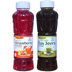 natraj the right choice strawberry sharbat amp jal jeera sharbat syrup pack of 2 x 750 ml bottle