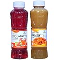 Natraj The Right Choice Strawberry Sharbat &amp; Badam Sharbat Syrup Pack (2 x 750 ml Bottles) – Refreshing flavors perfect for beverages, desserts, and festive treats!