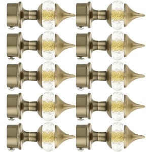 natural 40mm crystal diamond aluminium curtain bracket only curtain finials to attache in any size of rod 5 pair antique-brass