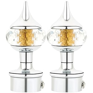 natural 40mm crystal diamond aluminium curtain bracket only curtain finials to attache in any size of rod 1 pair chrome