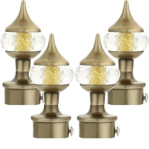 natural 40mm crystal diamond aluminium curtain bracket only curtain finials to attache in any size of rod 2 pair antique-brass