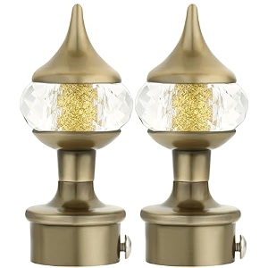 natural 40mm crystal diamond aluminium curtain bracket only curtain finials to attache in any size of rod 1 pair antique-brass