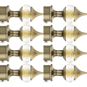 natural 40mm crystal diamond aluminium curtain bracket only curtain finials to attache in any size of rod 4 pair antique-brass