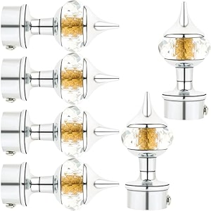 natural 40mm crystal diamond aluminium curtain bracket only curtain finials to attache in any size of rod 3 pair chrome