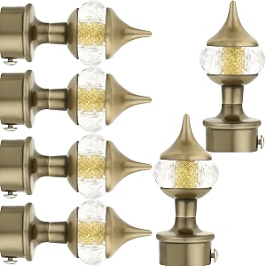 natural 40mm crystal diamond aluminium curtain bracket only curtain finials to attache in any size of rod 3 pair antique-brass