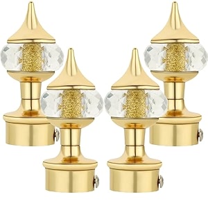 natural 40mm crystal diamond aluminium curtain bracket only curtain finials to attache in any size of rod 2 pair gold